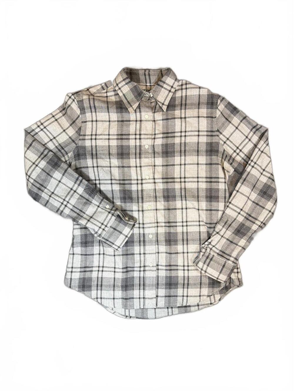 Lauren Ralph Lauren Gray Plaid Button-Up Shirt Women's Size Medium